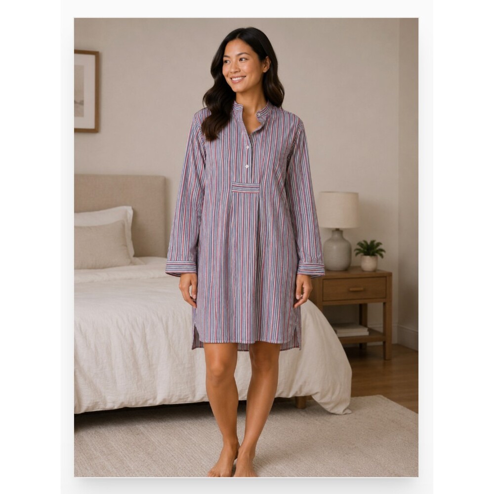 The Sleep Shirt Sleepshirt Womens Multicolor Stripe 3/4 Sleeve Henley